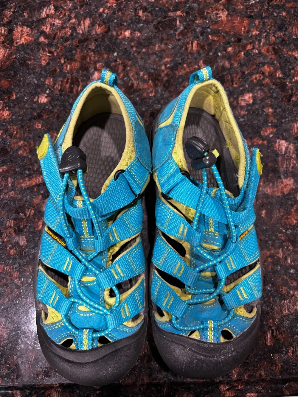 Keen Teal and Yellow Kids Closed-Toe Outdoor Sandals